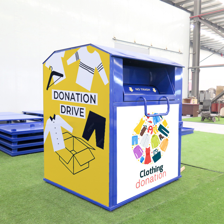 Factory Custom Large Outdoor Metal Clothing Donated Bin For Charity