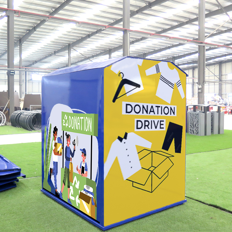 Factory Custom Large Outdoor Metal Clothing Donated Bin For Charity