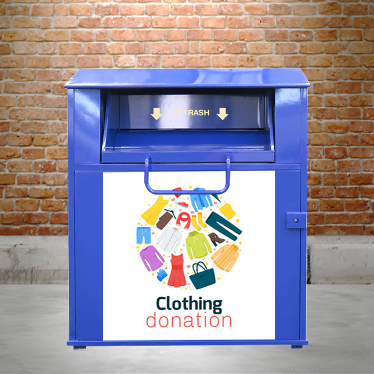 Factory Custom Large Outdoor Metal Clothing Donated Bin For Charity