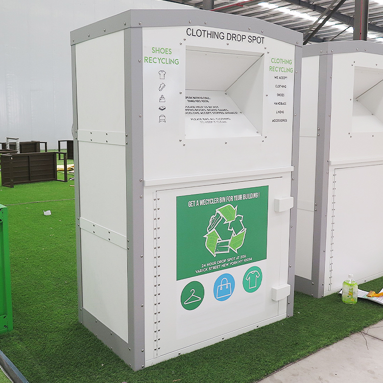 	 Waterproof Steel Clothes Donation Drop Box For Outdoor 