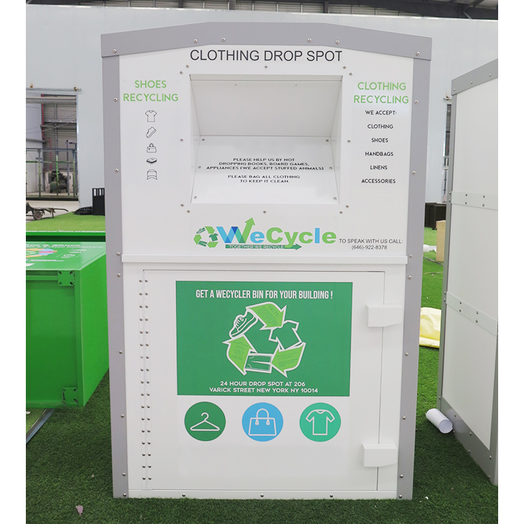 	 Waterproof Steel Clothes Donation Drop Box For Outdoor 