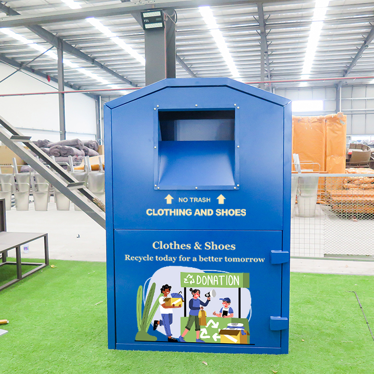 	 Book Shoes Blue Clothes donated Recycle Bin Manufacturer