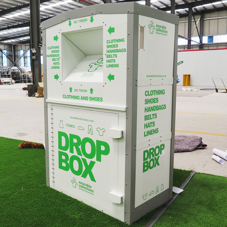 	 Waterproof Steel Clothes Donation Drop Box For Outdoor 