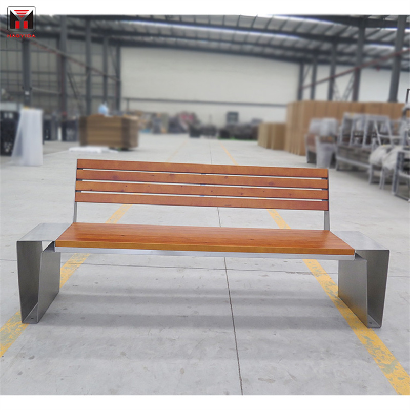 Factory Custom Modern design Park Bench With Backrest And Stainless Steel Frame 6