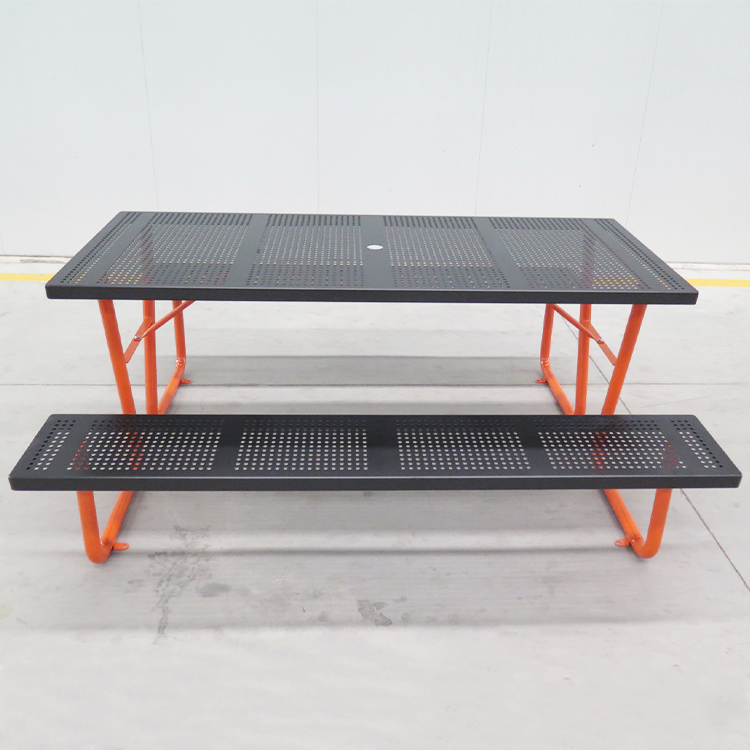 6' Rectangular Commercial Metal Picnic Table For Outdoor Park Street