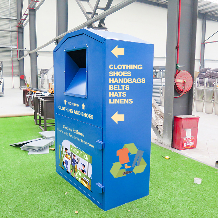 	 Book Shoes Blue Clothes donated Recycle Bin Manufacturer