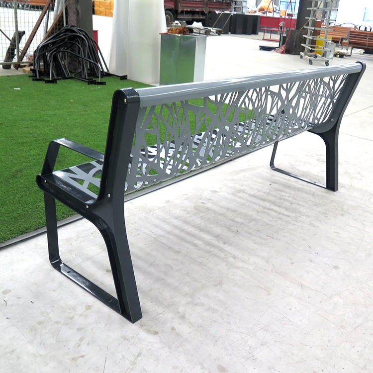 Park Street Commercial Outdoor Bench Steel With Backrest And Armrests 