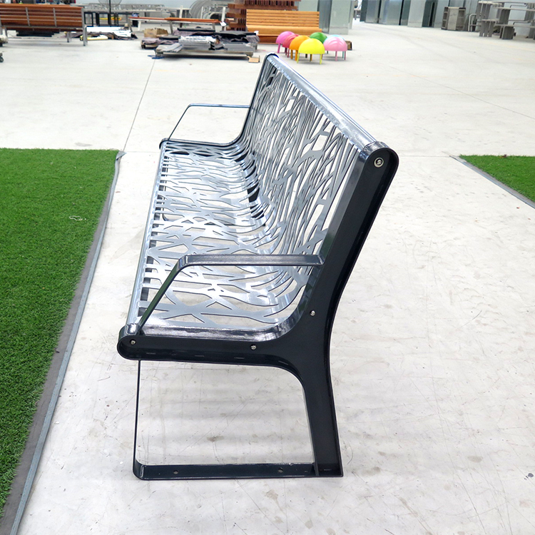 Park Street Commercial Outdoor Bench Steel With Backrest And Armrests 1