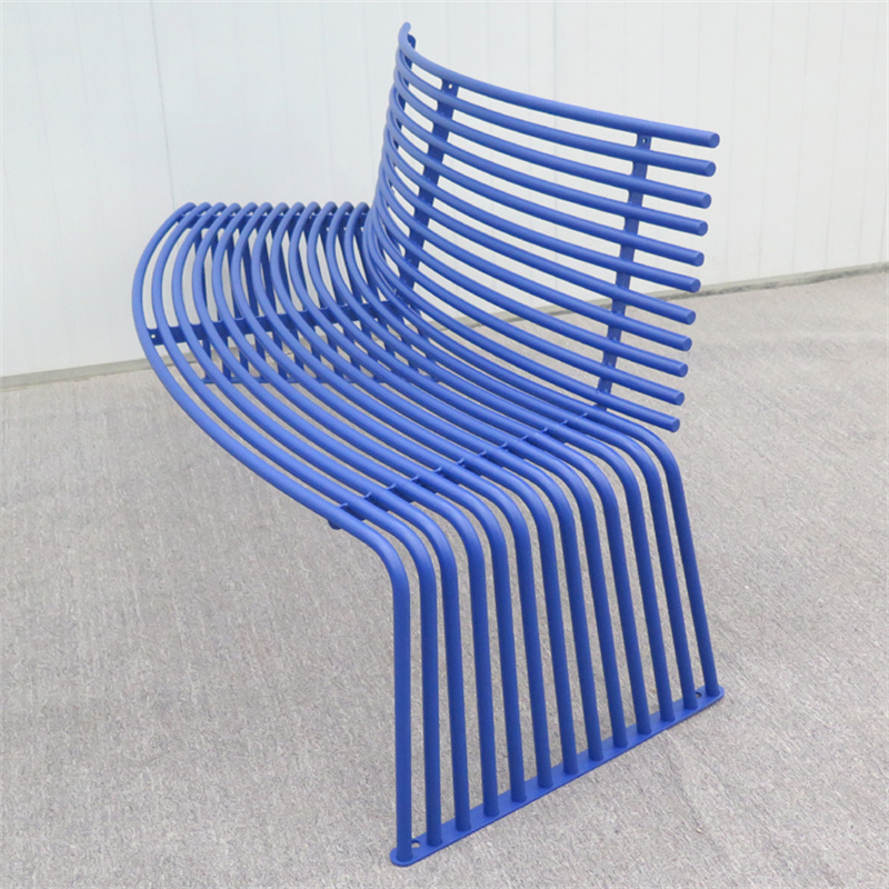 1.8 Meters Modern Design Blue Park Metal Curved Bench 8