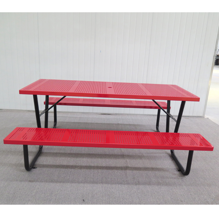 CHPIC05 Commercial Steel Rectangular 6ft Metal Picnic Table For Outdoor Park (2)