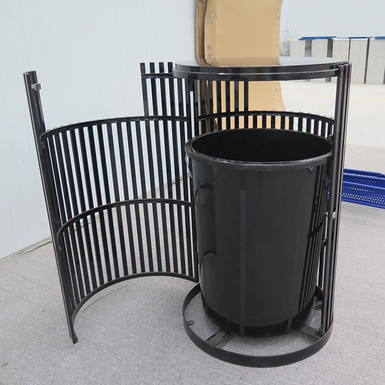 	 Municipal Park Steel Commercial Garbage Receptacle Outdoor