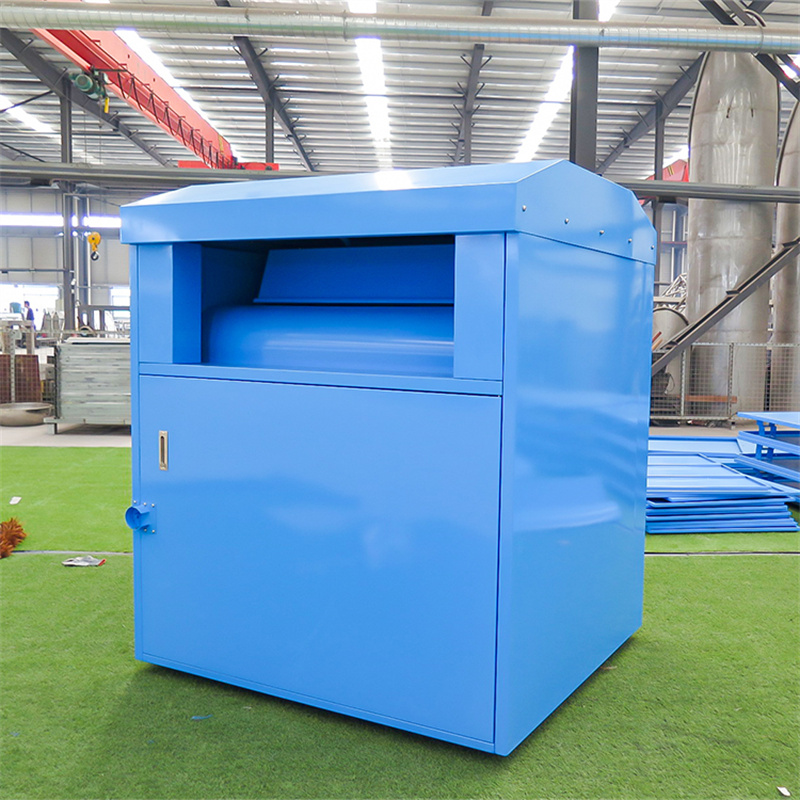 Large Capacity Metal Clothes Donation Drop Box Blue 6