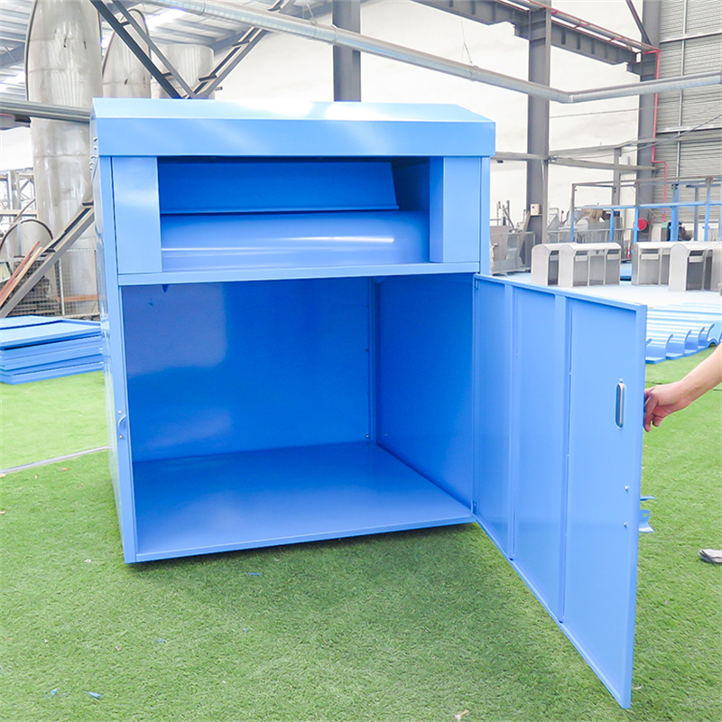 Large Capacity Metal Clothes Donation Drop Box Blue4