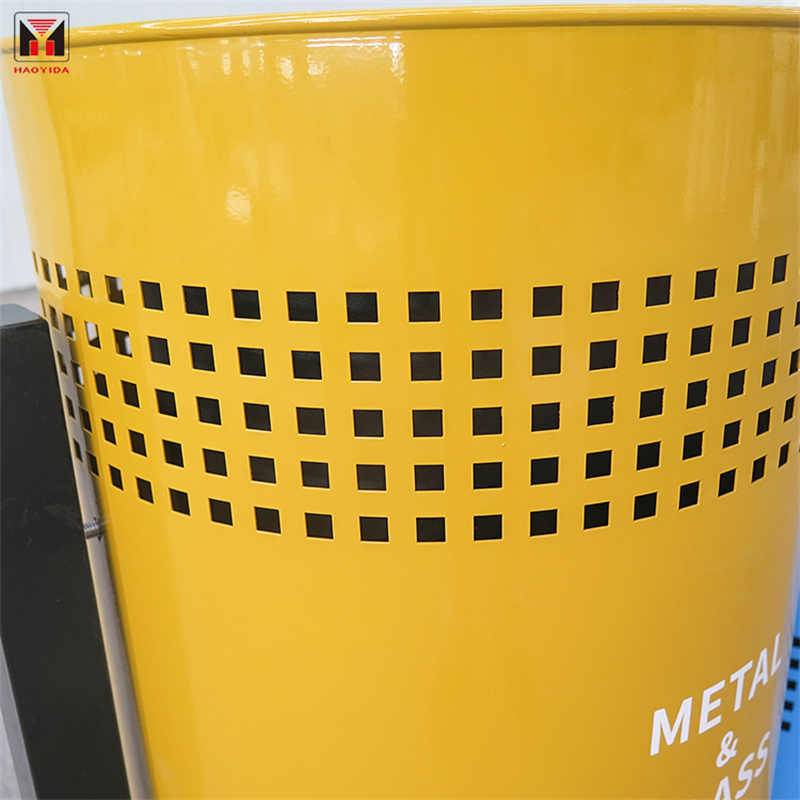 Custom Colorful Classified Perforated Steel Outdoor Recycling Bins 3 Compartments11