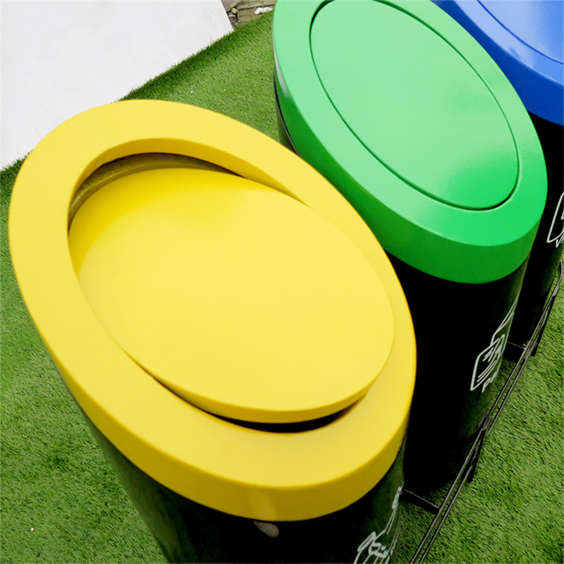  Large Sorting Outdoor Trash Recycle Bins 3 Compartment With Lid Fashion design4