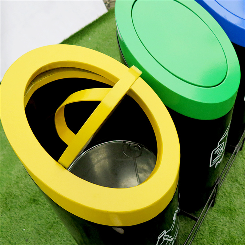  Large Sorting Outdoor Trash Recycle Bins 3 Compartment With Lid Fashion design5