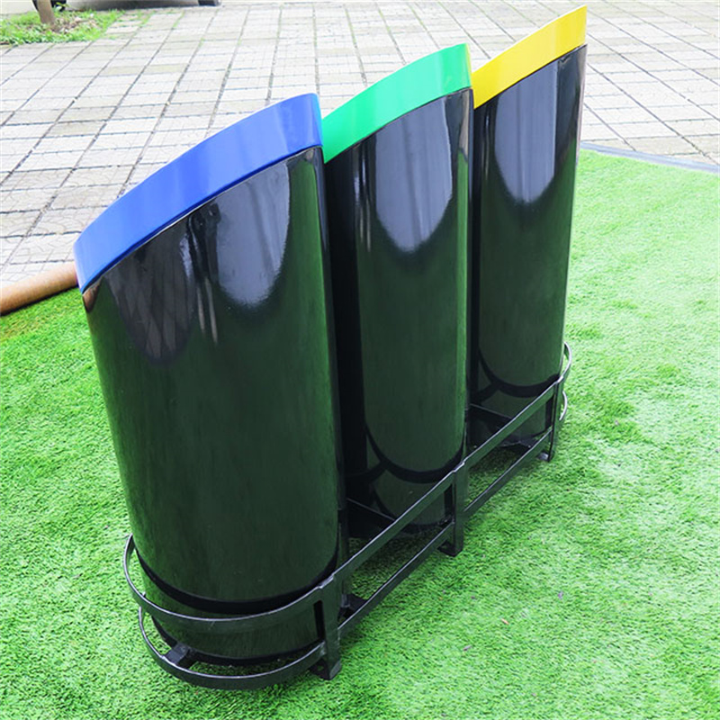  Large Sorting Outdoor Trash Recycle Bins 3 Compartment With Lid Fashion design3