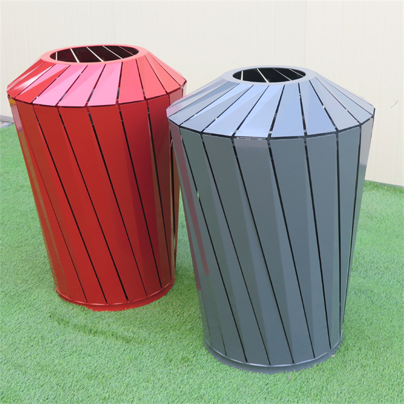 Steel Sorting Street Recycled Bins Colorful Outdoor Park 3