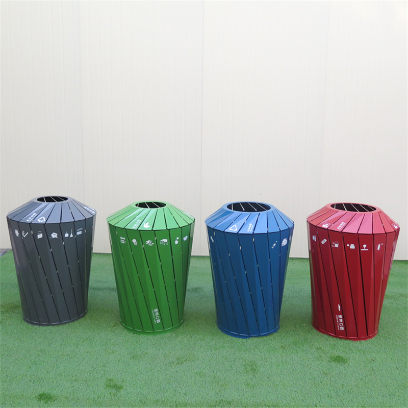Steel Sorting Street Recycled Bins Colorful Outdoor Park 5