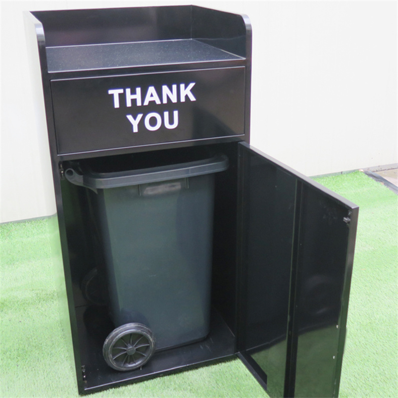 Metal Trash Receptacle With Tray Holders For Restaurant 10