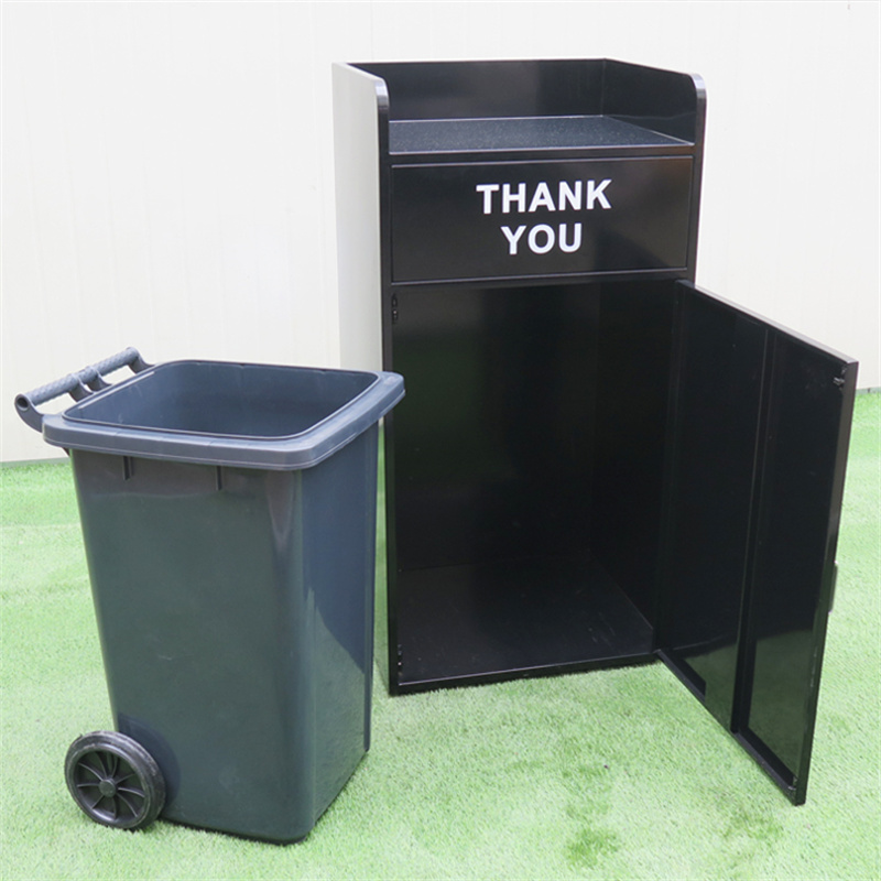 Metal Trash Receptacle With Tray Holders For Restaurant 9
