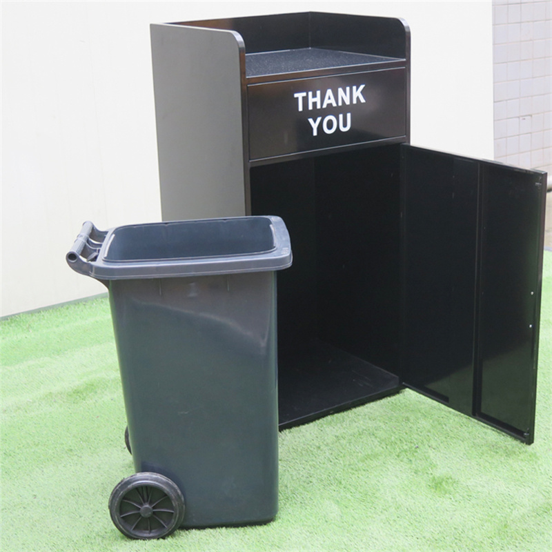 Metal Trash Receptacle With Tray Holders For Restaurant 6