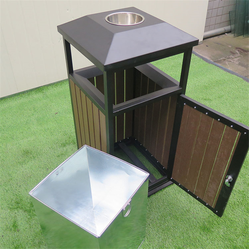 Street Park Plastic Wood Dustbin With Ashtray 9