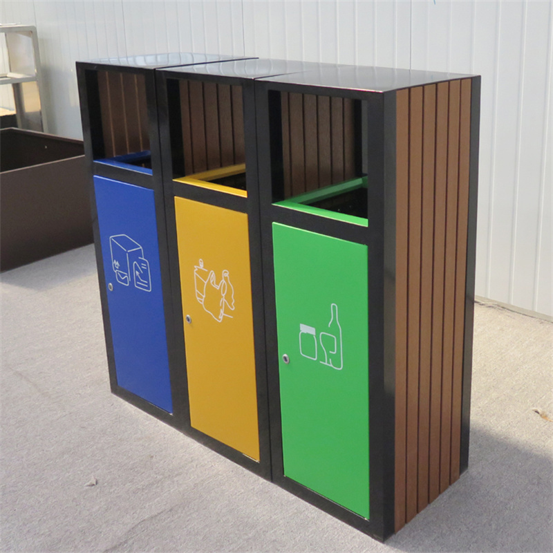 4-Compartments Waste Recycling Bin Outdoor 3