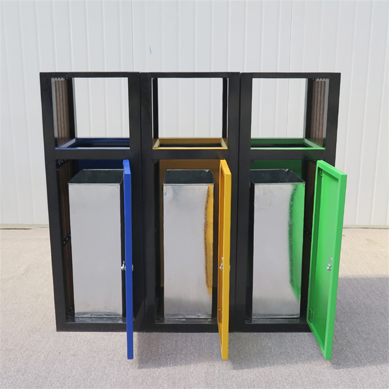 4-Compartments Waste Recycling Bin Outdoor 1