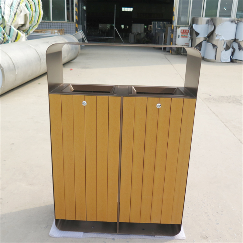 Outdoor Sorting Recycle Trash Bins Dual Compartment For public spaces 4