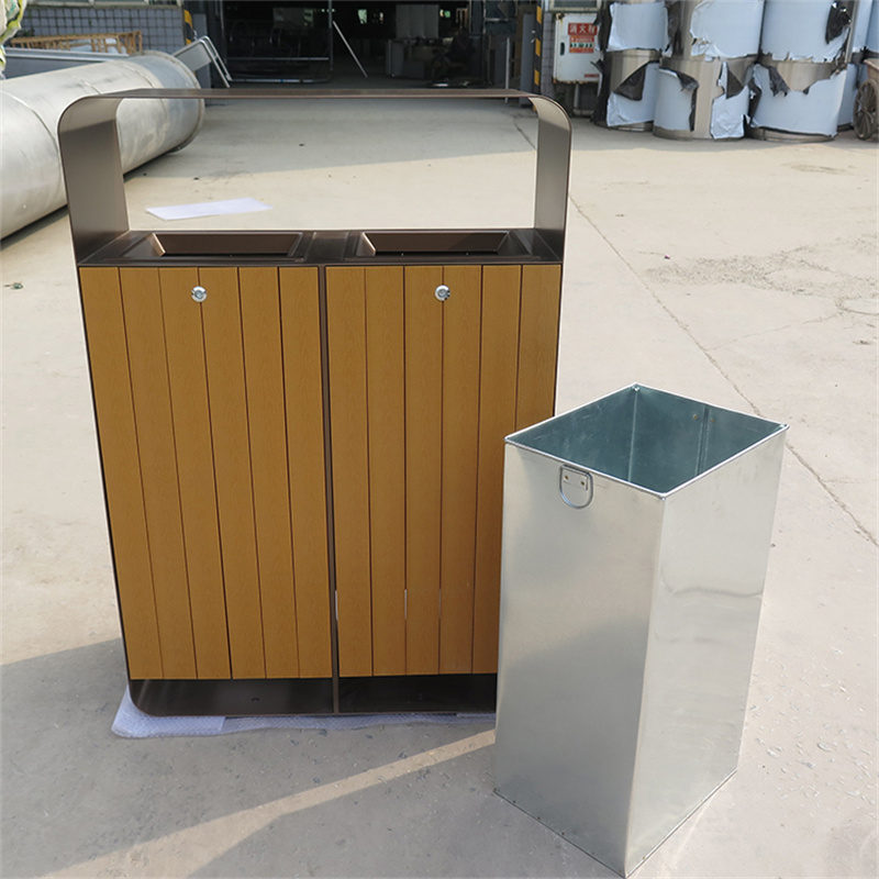 Outdoor Sorting Recycle Trash Bins Dual Compartment For public spaces 1