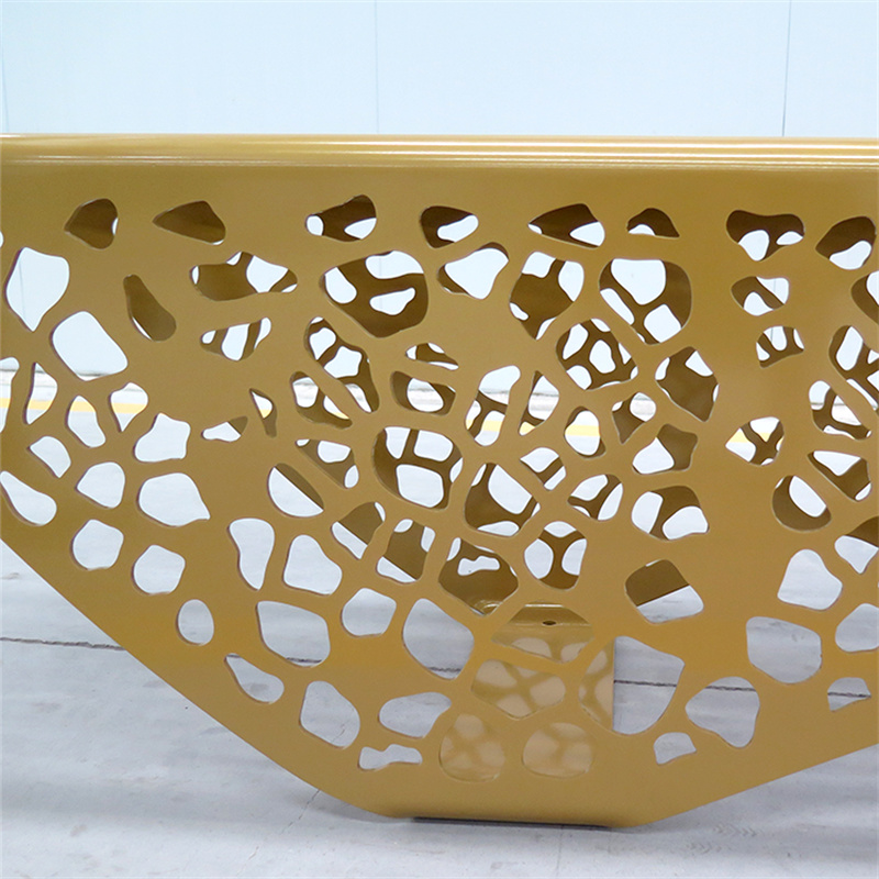Modern Design Black Backless Perforated Steel Bench Outdoor Public Park Street 13