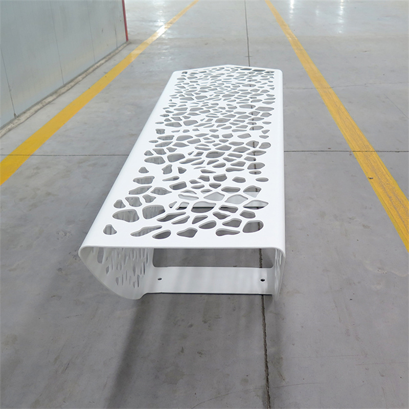 Contemporary Design Backless Perforated Metal Park Bench Outdoor Street Furniture 20