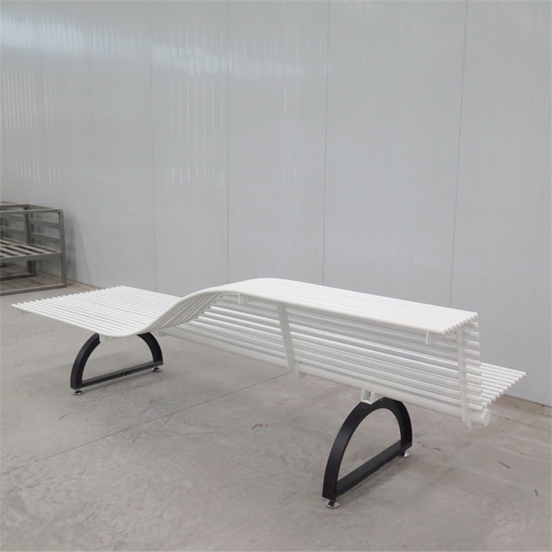 Custom Commercial Street White Stainless Steel Pipe Park Bench Seat With back 7