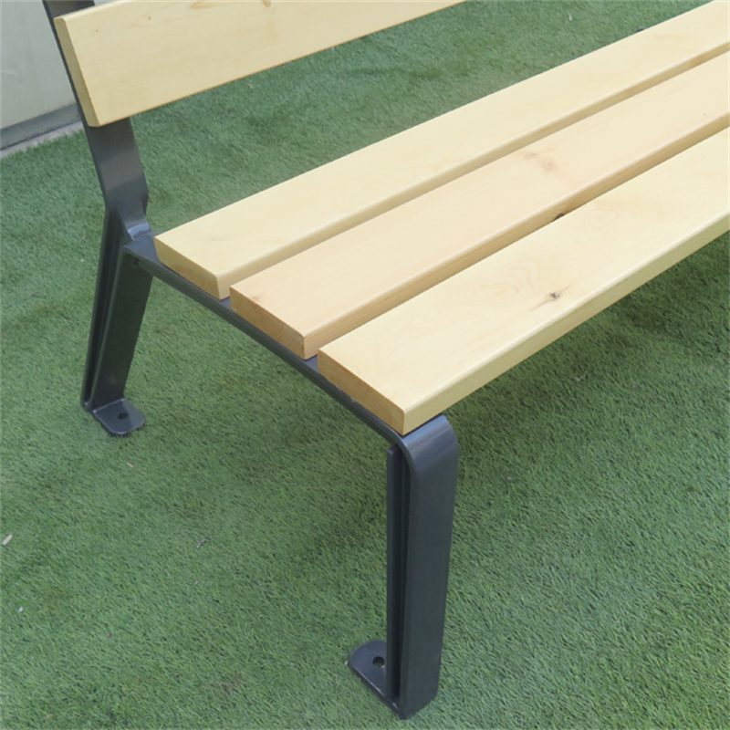 Modern Outdoor Wood Park Benches With Aluminum Legs 11