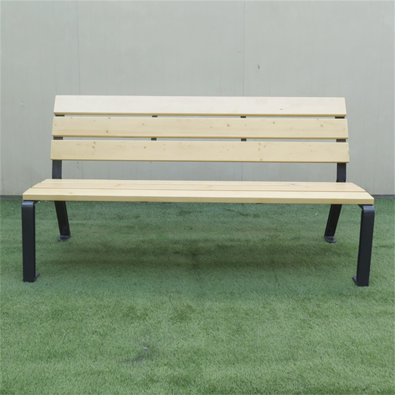 Modern Outdoor Wood Park Benches With Aluminum Legs 8