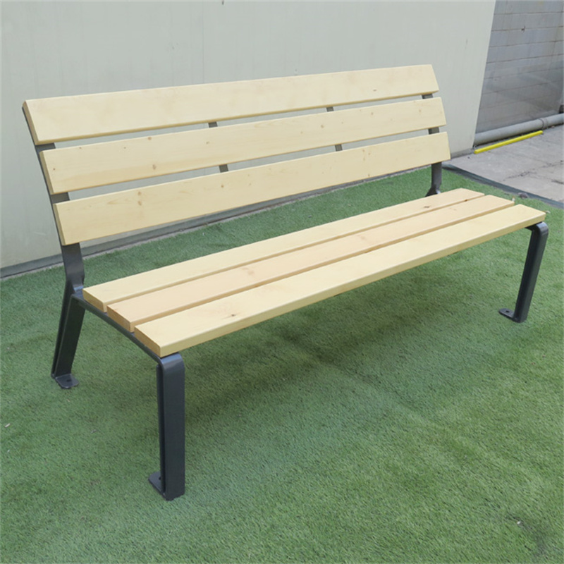 Modern Outdoor Wood Park Benches With Aluminum Legs 9