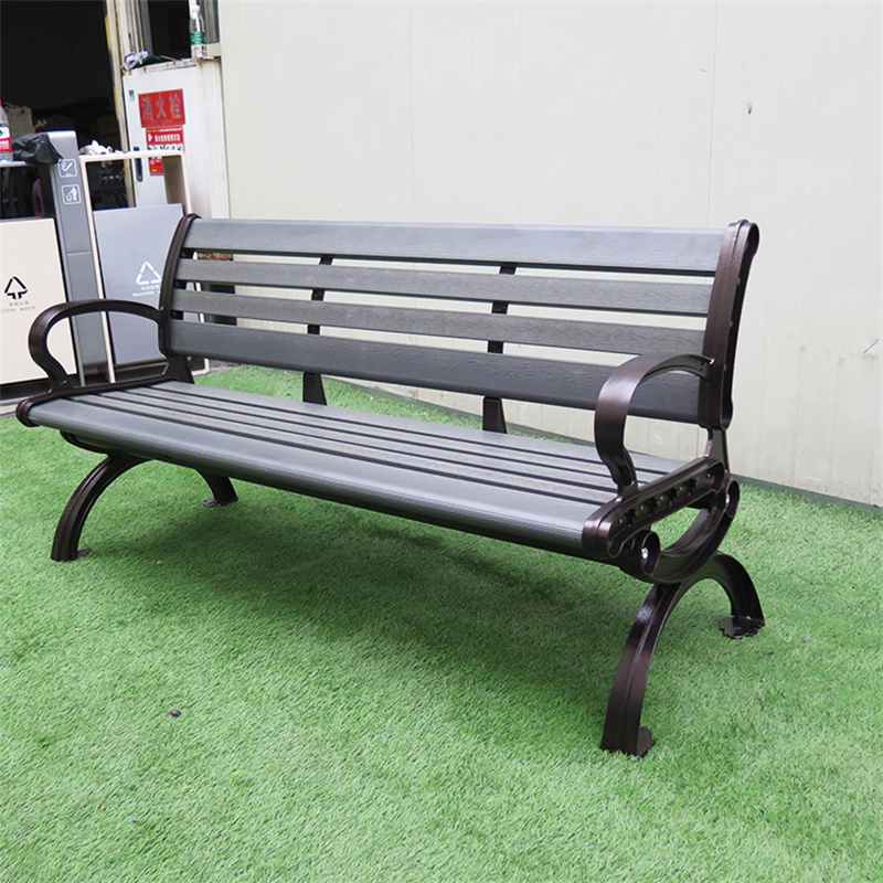 Outdoor Garden Plastic Wood Bench With Aluminium legs 6