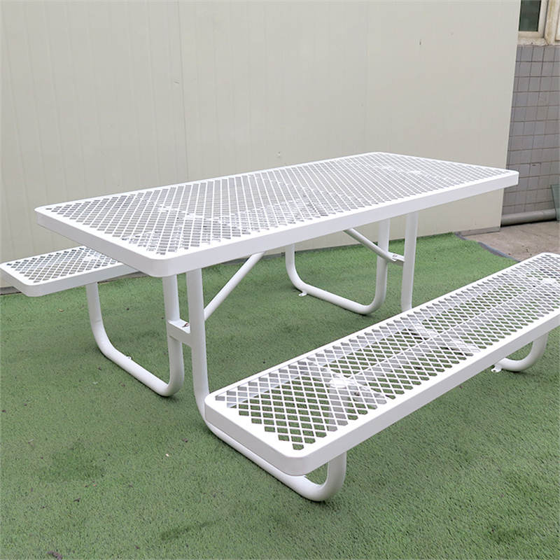  6' Rectangular Portable Picnic Table Extendable Steel Thermoplastic Commerical 19