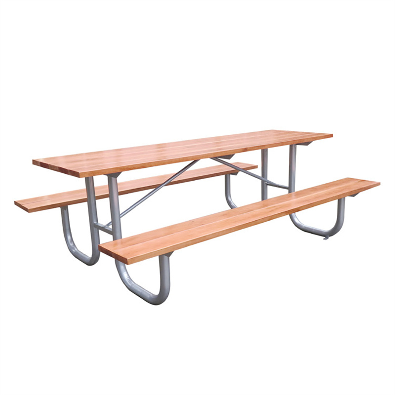 8ft large Park Rectangular wooden Picnic table With Steel Frame 6