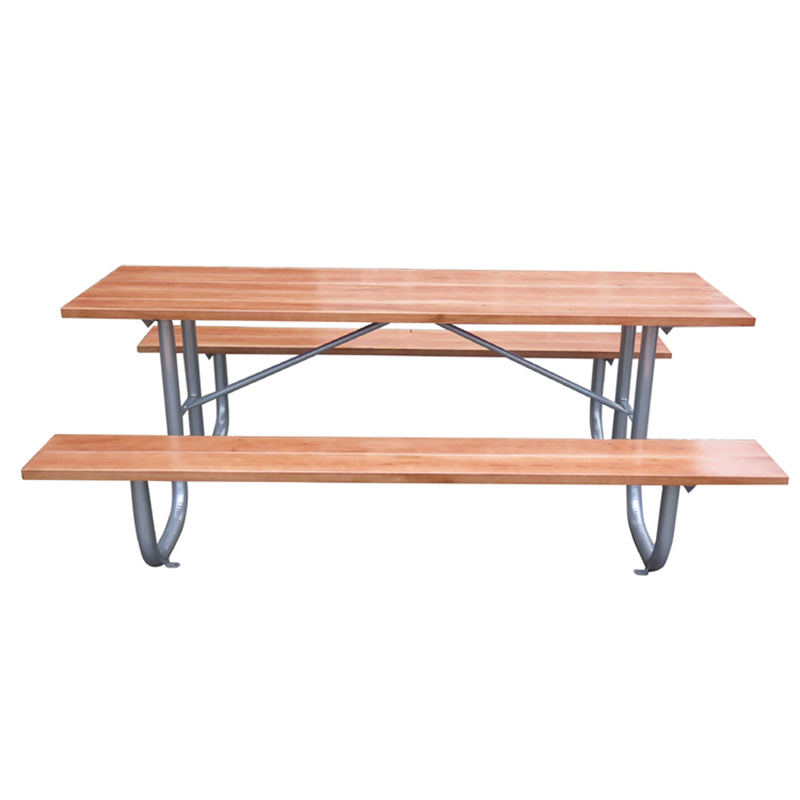 8ft large Park Rectangular wooden Picnic table With Steel Frame 5