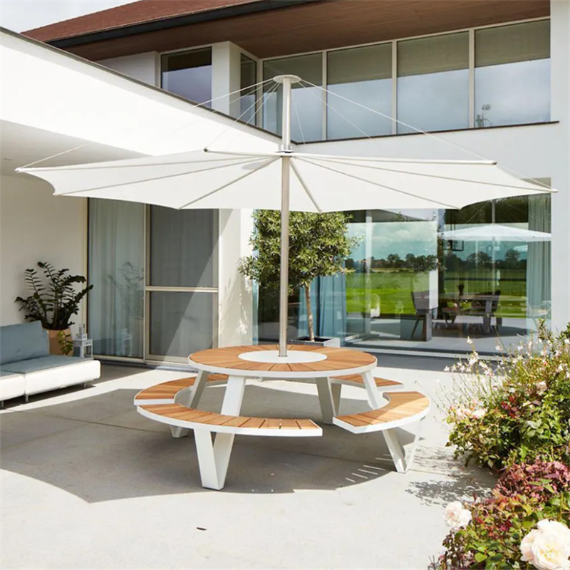 Contemporary Design Outdoor Street Recycled Plastic Picnic Tables With Umbrella Hole 3