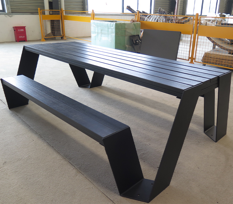 Rust-resistant galvanized steel picnic table for municipal public spaces