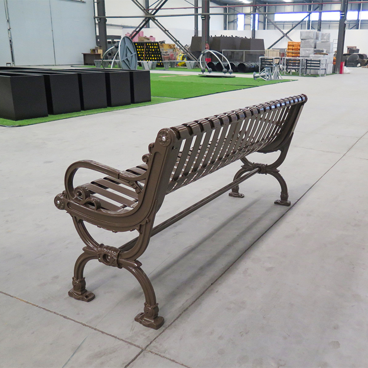 Factory Custom Metal Central Park Benches Commercial Steel Outdoor Bench With Back 5
