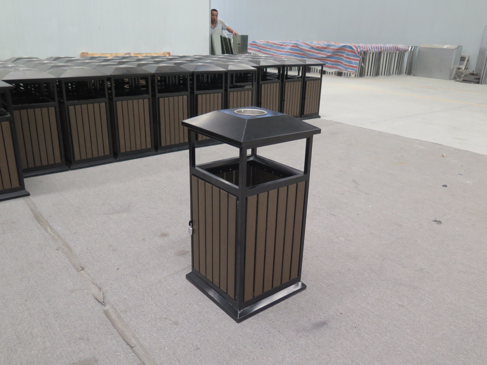 outdoor trash can