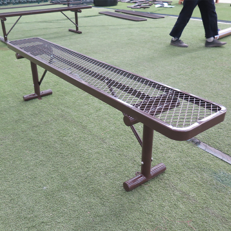 6 Ft Steel Park Bench - Outdoor Garden Bench With Expanded Metal Mesh, Heavy Duty For Patio, Lawn, Commercial Use