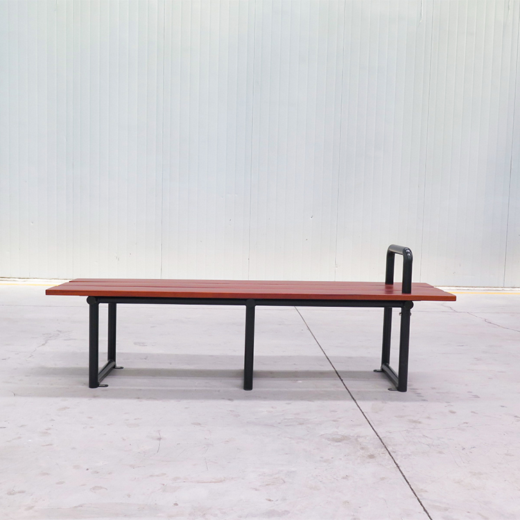 Factory Custom Public Leisure Backless Street Wooden Bench With Armrests 1
