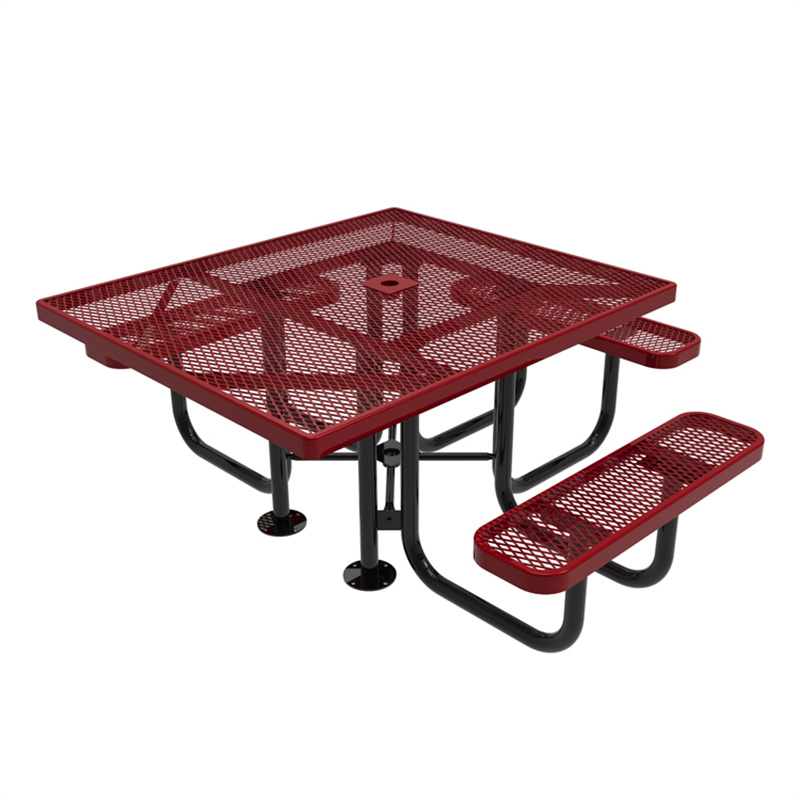 4ft Ada Expanded Metal Square Picnic Table For Park 