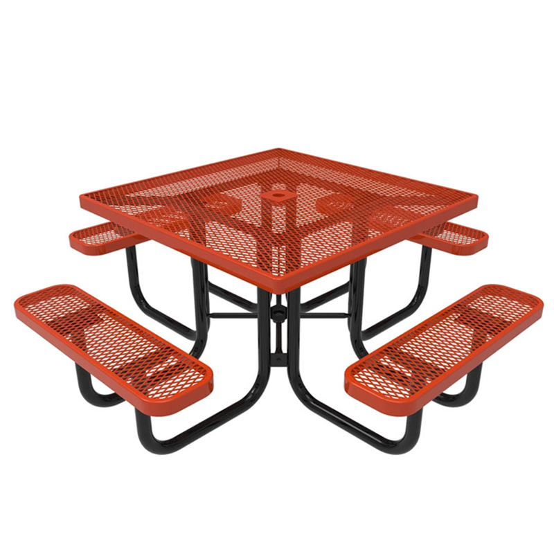 4ft Ada Expanded Metal Square Picnic Table For Park 1