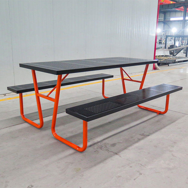6′ Rectangular Commercial Metal Picnic Table For Outdoor Park Street